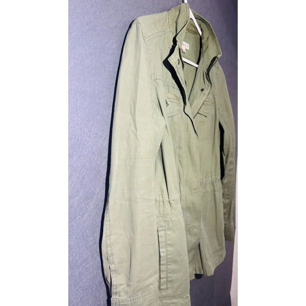 Merona Jacket Women's  L Olive Green Cargo Utility Snap Front and Zipper - Picture 6 of 16